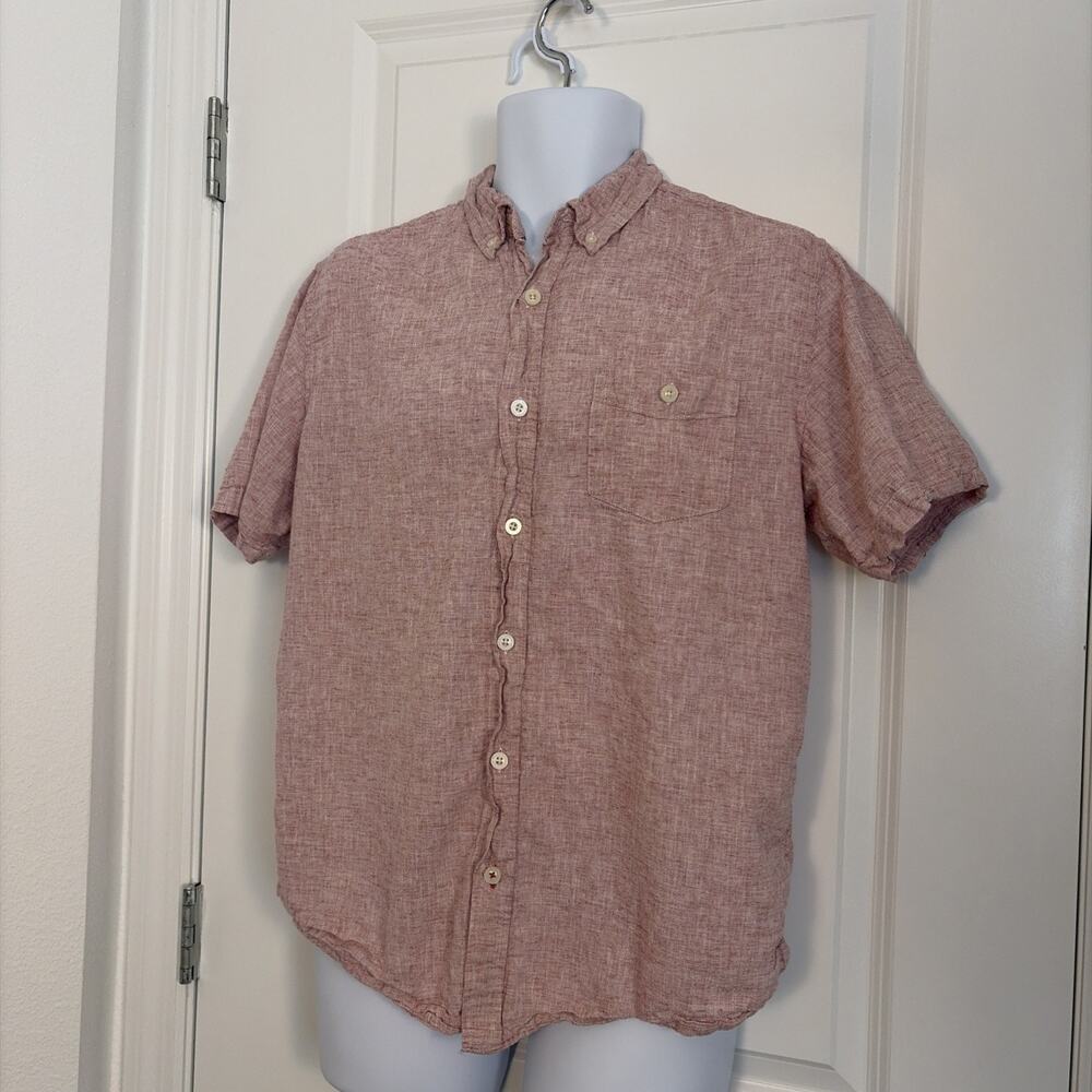 Weatherproof Vintage 100% Linen Men Shirt Lg